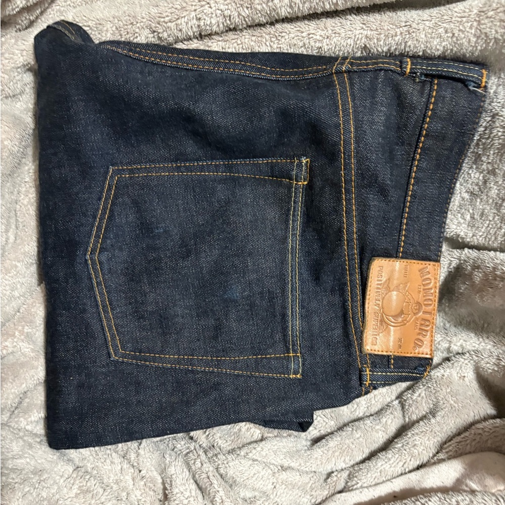 Momotaro Selvedge Jeans 34 Blue Dark Wash Denim Straight Leg Made in Japan